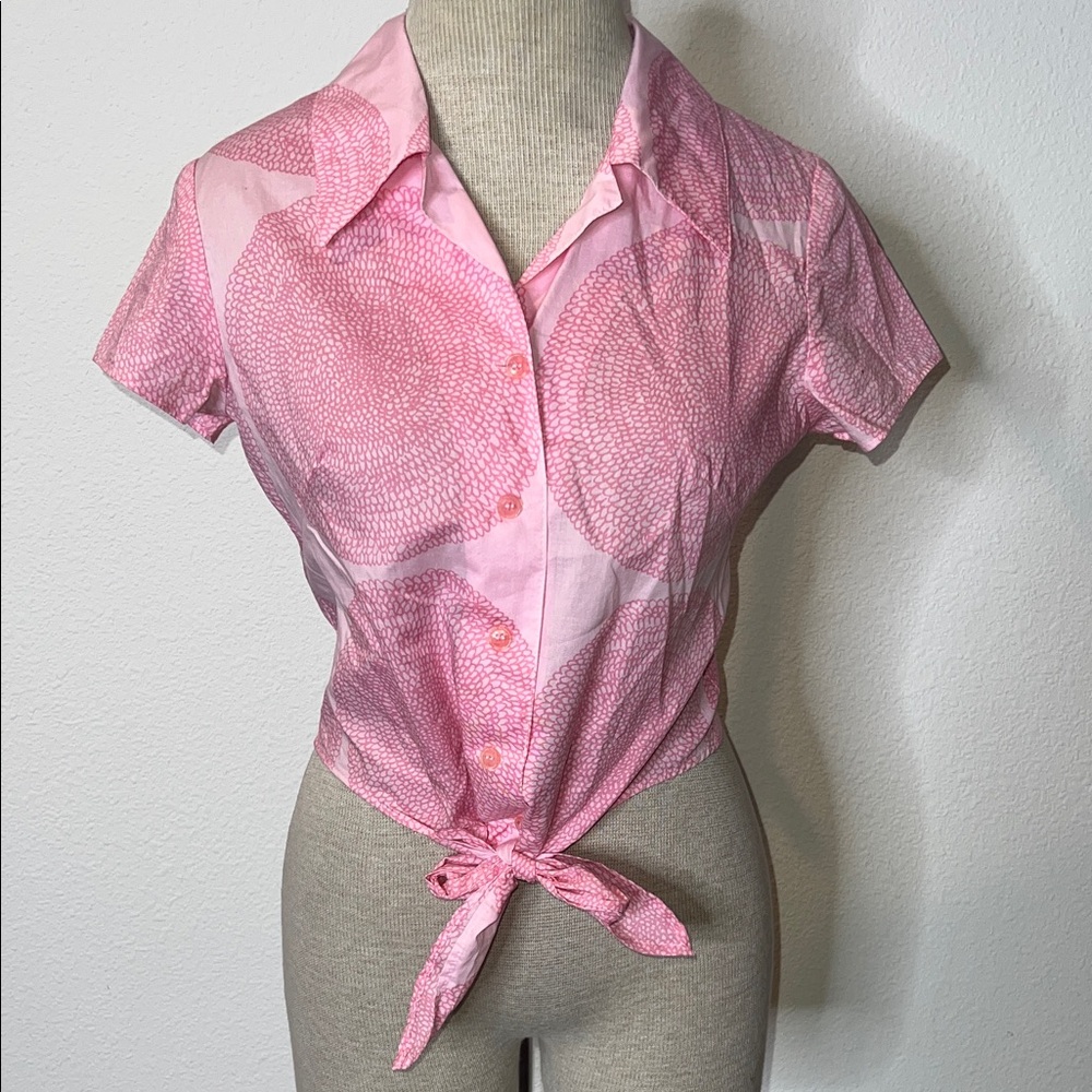 Mika Piirainen X Marimekko Vintage 90’s Geometric Cotton Tie Front Top